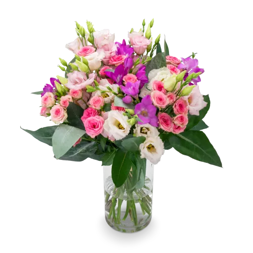 Kytice frézií, eustomy a růží